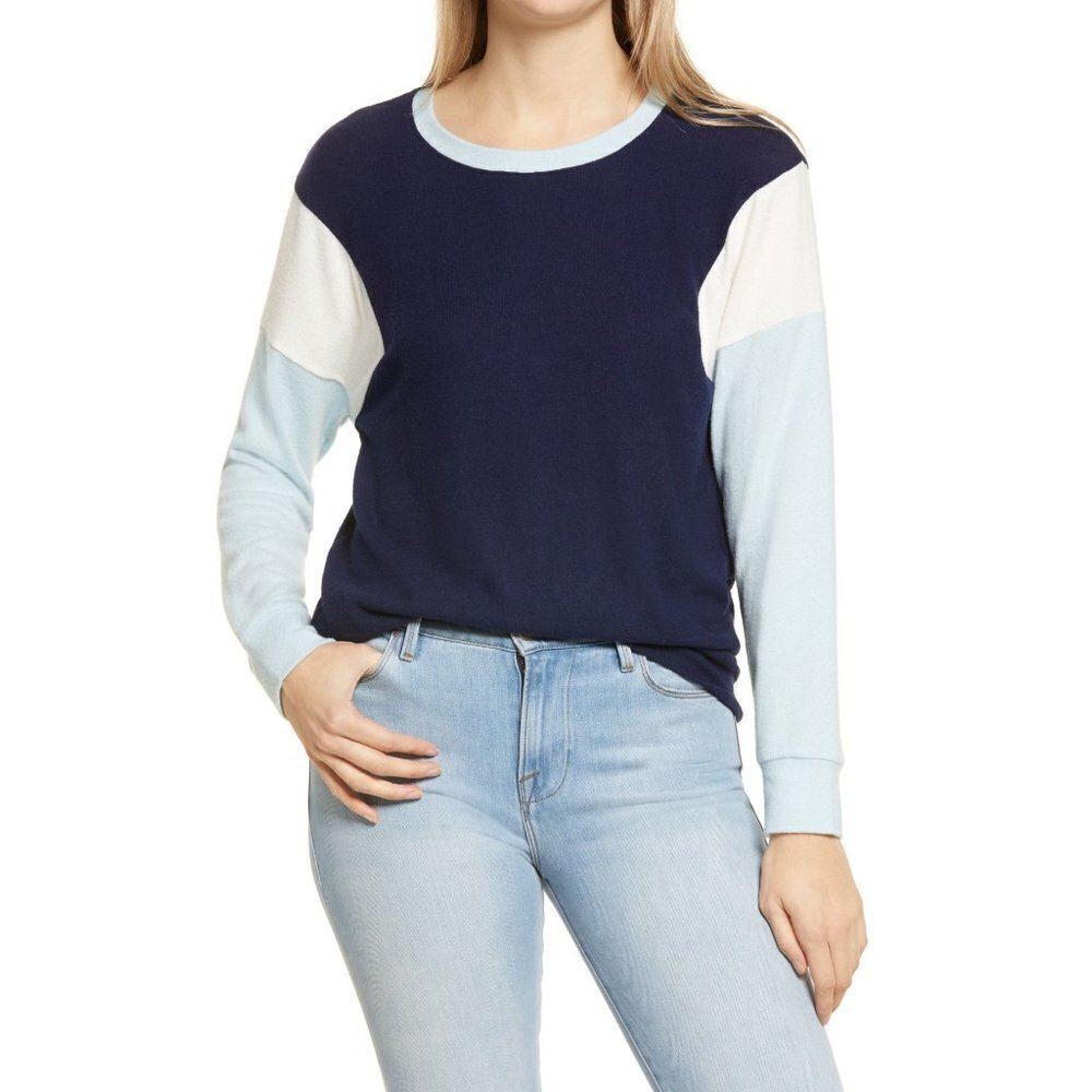 New Gibsonlook Medium Colorblock Dolman Top Shirt Blouse Blue Womens NWT